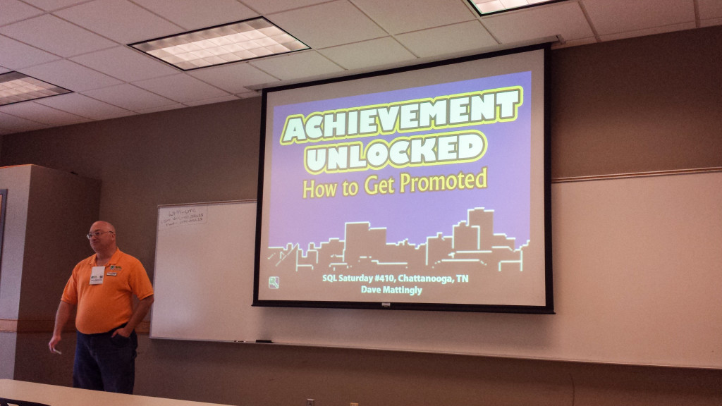 Dave Mattingly presenting "Achievement Unlocked: How to Get Promoted"