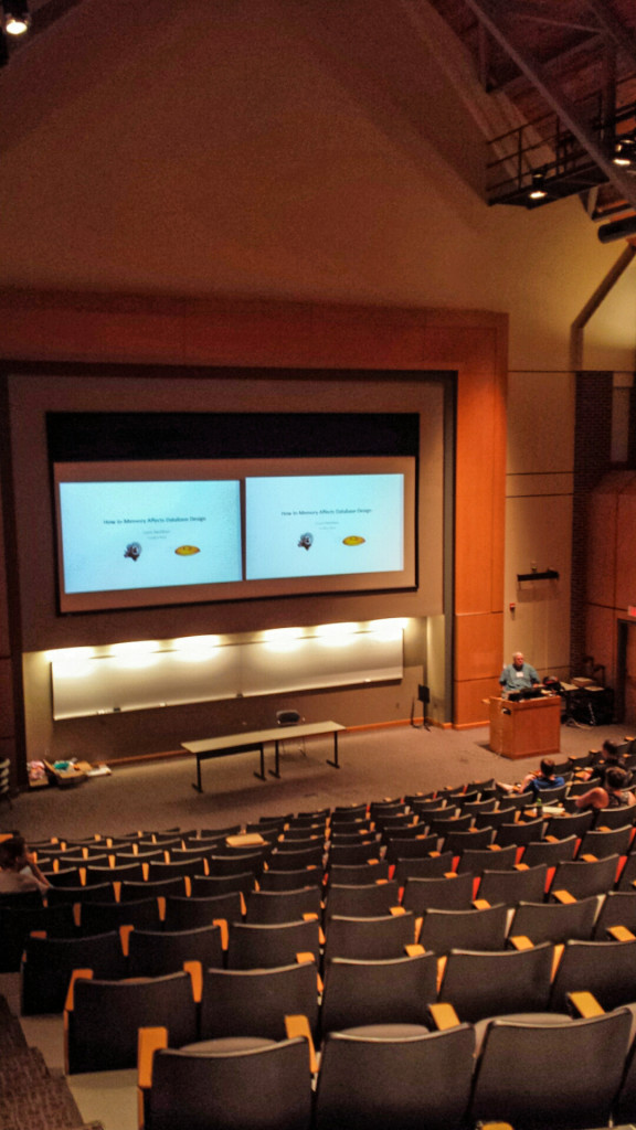 Louis Davidson presenting "How In-Memory Database Objects Affect Database Design"