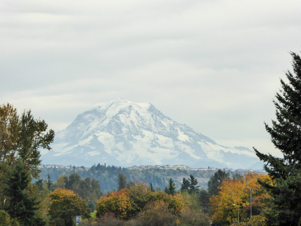 Mt. Rainier while driving down to Portland after arriving in Seattle