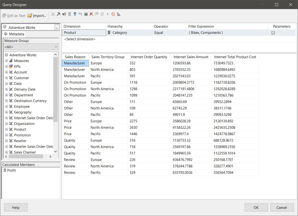 The SSRS Query Designer